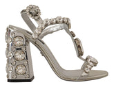 Dolce & Gabbana Silver Crystals Strap Buckle High Heel Sandals -   -  Dolce & Gabbana.